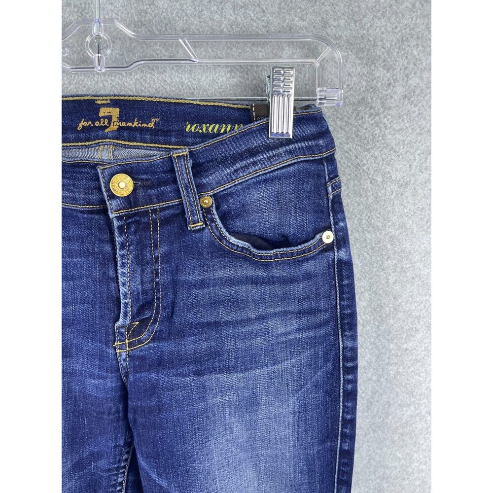 7 For All Mankind Roxanne Skinny Medium Wash Blue Jeans Stretch Denim Sz 26 7FAM - Picture 4 of 12